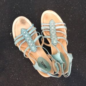 Teal leather sandals